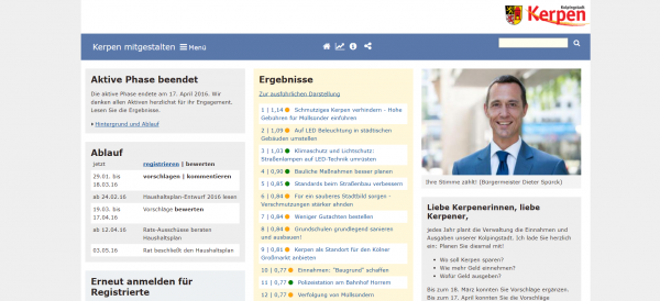 Screenshot der Online-Plattform https://www.kerpen-mitgestalten.de