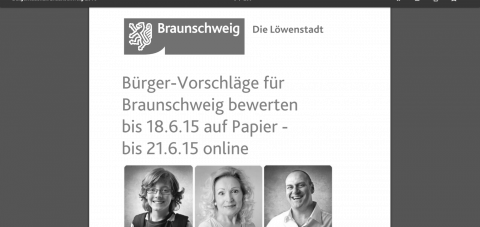 Broschüre Bürger-Vorschläge zum Bewerten auf Papier in Braunschweig Broschüre Bürgerhaushalt Braunschweig